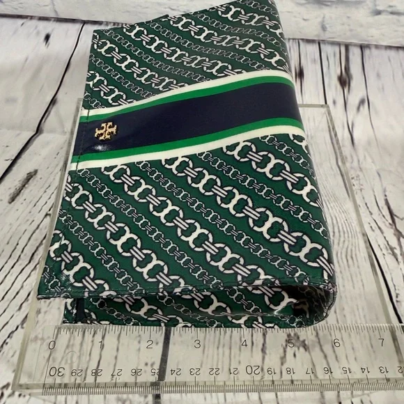 Tory Burch Gemini Link Green Zip Top Cosmetic Clutch - Picture 3 of 5